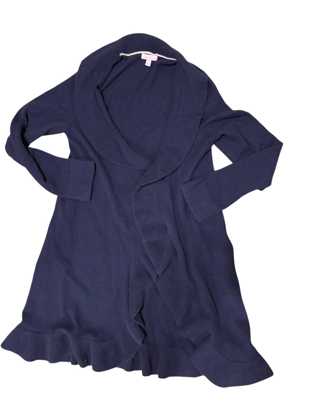 Lilly Pulitzer Navy Cardigan 100 percent cashmere sz L